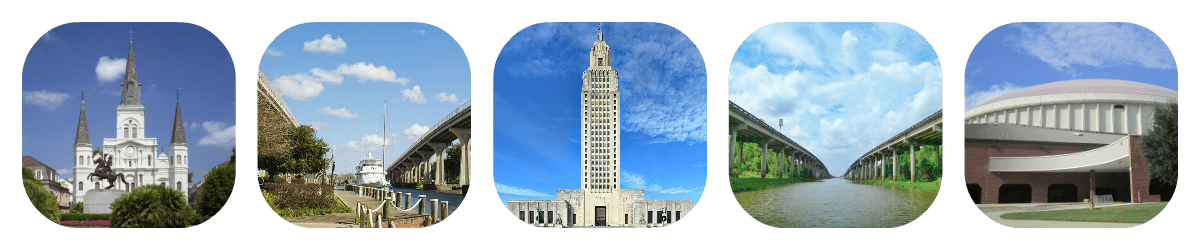 New Orleans, Houma, Baton Rouge, and Lafayette Louisiana